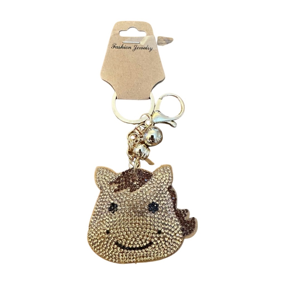 Gold Rhinestone‎ Horse Keychain